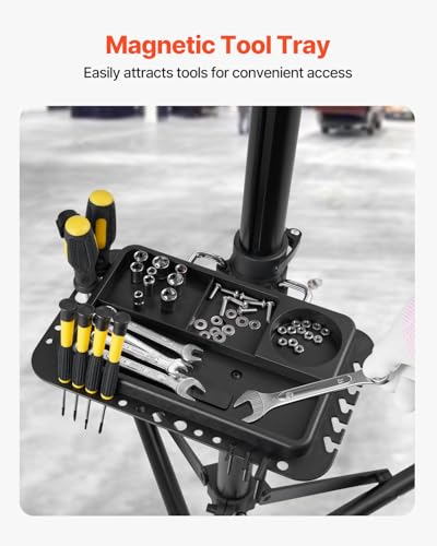 VEVOR Aluminum Bike Repair Stand 85 lb Capacity, Foldable Bicycle Maintenance Rack with Magnetic Tool Tray, Adjustable Height 40.7-64.1 in