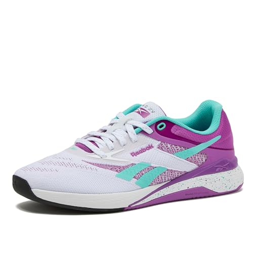 Reebok Women's Nano X5 Athletic Shoes - White/Purple Rave/Aqua, Size 5