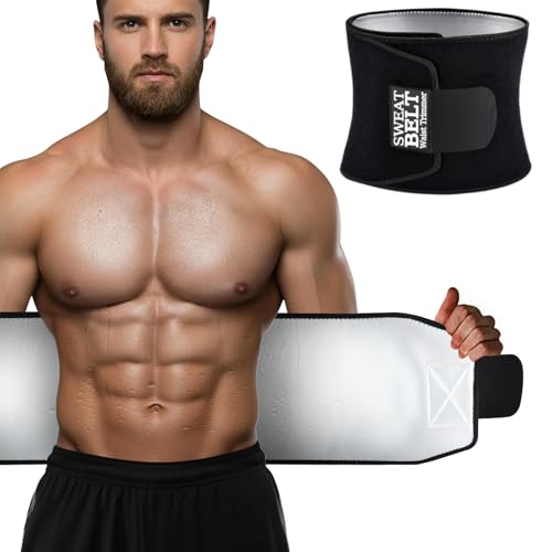 Men's Waist Trainer with Pocket - Silver Medium for Belly Fat & Sweat