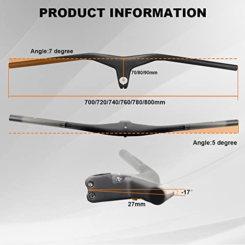 Carbon MTB Handlebar Integrated Bar and Stem 760mm No Logo