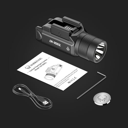 DARKFANG Tactical Flashlight & Blue Laser Light Combo - 1500 Lumen, Adjustable Rail, Rechargeable, Black - Blue