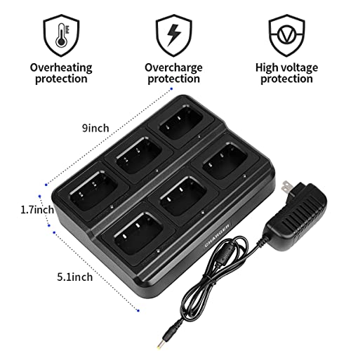 Pxton Long Range Walkie Talkies for Adults 6-Pack with Upgraded Earpiece & Multi Charger