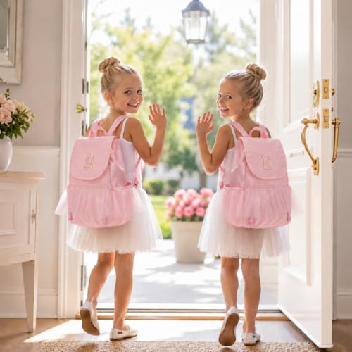 Kids Dance Backpack with Shoes & Water Bottle Pockets - Pink A