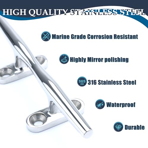 10 Inch Stainless Steel Boat Cleats 4-Pack - Durable Marine Dock Hardware
