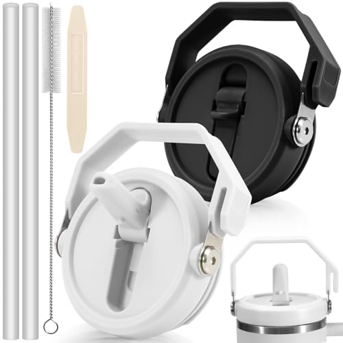 Leakproof 40oz Portable Lid Replacement for Stanley Quencher H2.0 - White & Black, Check Cup Bottom Variation