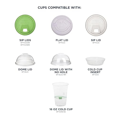 Eco Products GreenStripe 16 oz Disposable Clear Cold Cups - 1000 Count