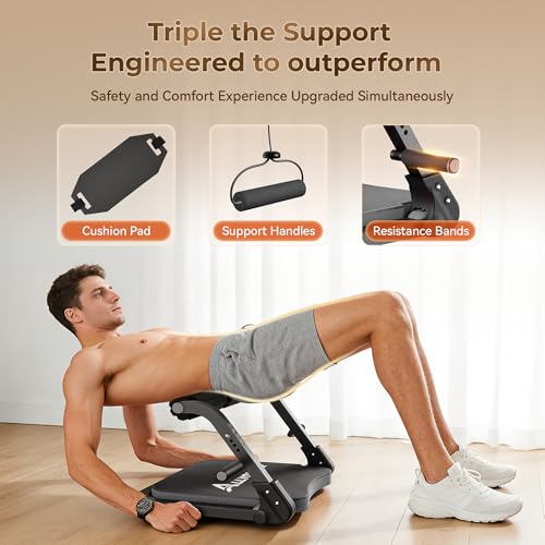 Leyeve Ab Machine with 3 Resistance Levels & Removable Handles - Black Grey