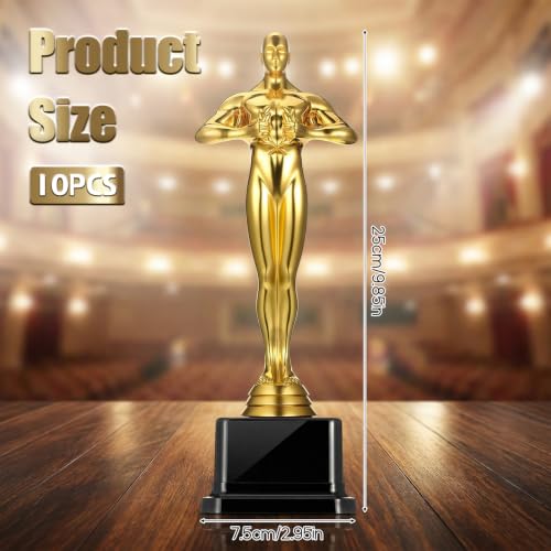 10 Inch Gold Award Trophy - Plastic Bulk Trophies for Recognition, Set of 6