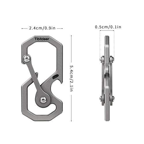 Tibitdeer Grey Titanium Keychain with Carabiner and Bottle Opener - Heavy Duty Multi-Function Key Organizer