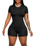 Chicyes Women's 2-Piece Summer Workout Sets Large Black - Athletic Outfit