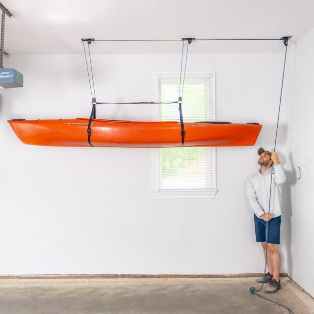 Teal Triangle EasyLift Kayak Pulley Hoist 150 lb Capacity - Garage Storage