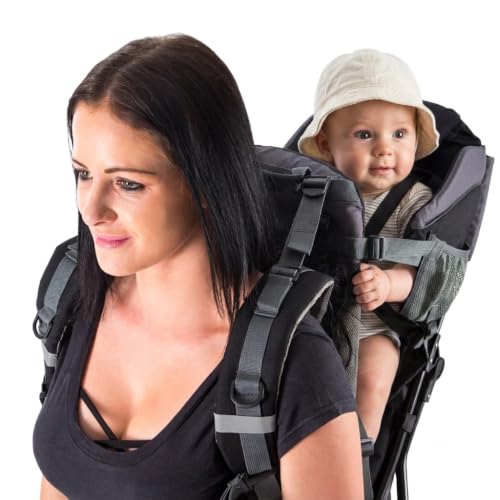 Hiking Baby Carrier Backpack with Sun Visor - Toddler & Child Carrier, Black/Grey