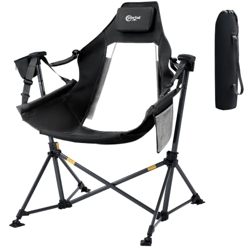 Outdoor Hammock Camping Chair Heavy Duty 400lbs with Mesh Seat & Adjustable Recline - Black Variation 1