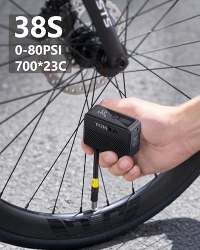 Black Portable Electric Bike Pump 130 PSI with Gauge & Auto-Off - Fast Charging