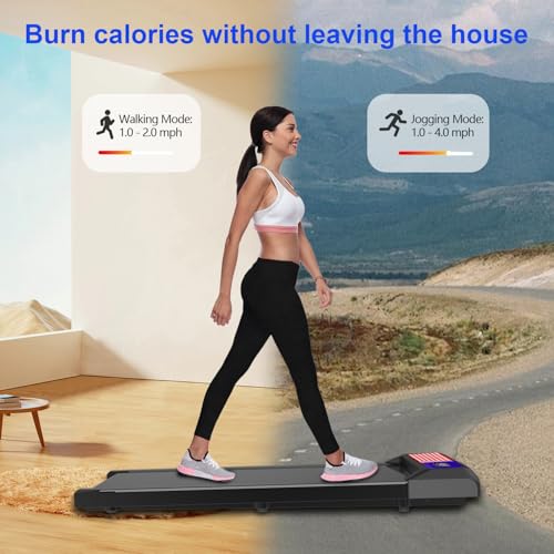 Upreign Under Desk Treadmill with 5% Incline, 2.5HP Portable Walking Pad with Remote & LED Display