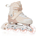 Nattork Kids & Teens Adjustable Inline Skates with Illuminating Wheels, Checkerboard Design, Khaki, Medium (1-4 US)