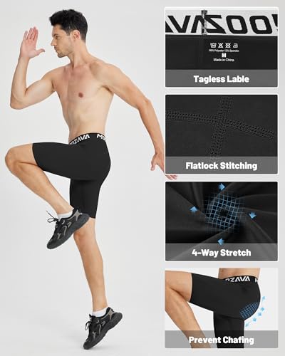 Men's Compression Shorts - Medium Black+Black - Spandex Performance Athletic Base Layer