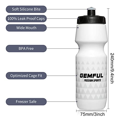 GEMFUL Water Bottle Biking 24oz BPA-Free 2 Pack - Black & White