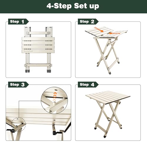 Sunnyfeel Grey Portable Folding Camping Table - Lightweight Aluminum Picnic Table for Outdoor & Indoor Use