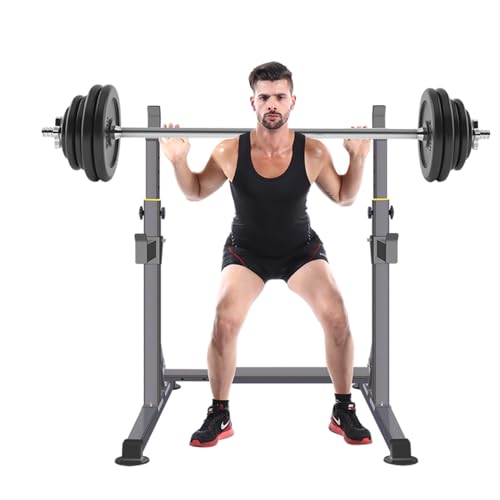 Adjustable 600lbs Steel Squat Rack for Home Gym - Heavy Duty Weight Lifter
