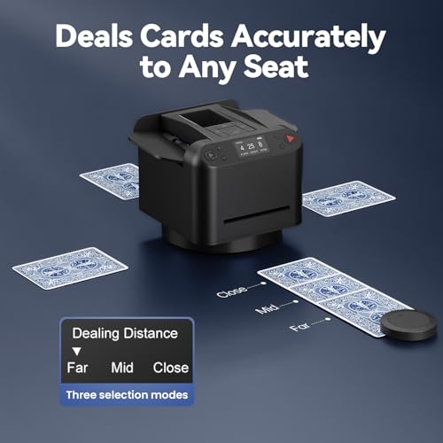 Black 2-in-1 Automatic Card Shuffler and Dealer Machine with 8 Remotes - MagicDealer