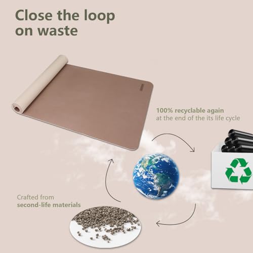 Milky Coffee Yoga Mat 80cm Wide, 8mm Thick Exercise Mat with Carry Strap