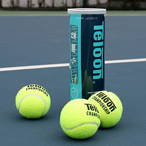 Teloon Championship Tennis Balls - Extra & Regular Duty, 36 Balls in 12 Cans - Pressure Sealed Professional Training Tennis Balls
