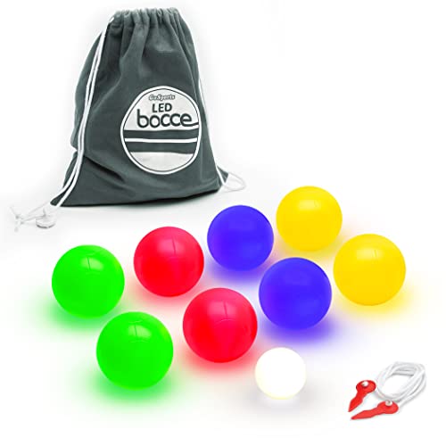 GoSports LED Bocce Ball Set - 85 mm Night Light Version with Carry Case