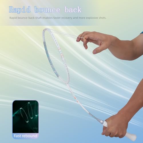 YODIMAN Slate Gray Pro Ultra-Light Carbon Fiber Badminton Racket - Head Heavy, Professional Grade, 4U/5U, Overgrip Included