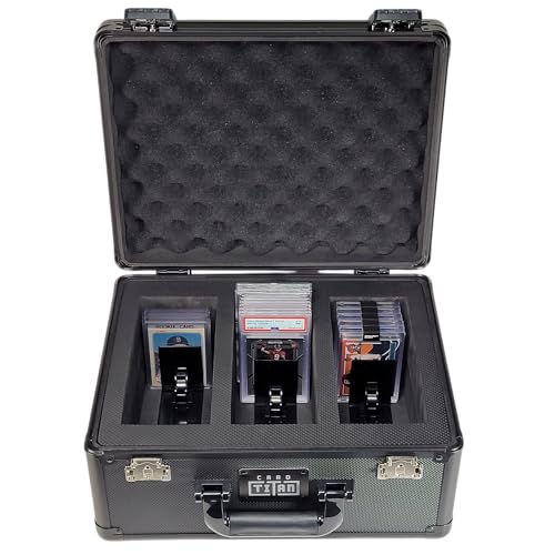 Lockable 3-Row Trading Card Storage Box for Graded & Toploader Cards - Black
