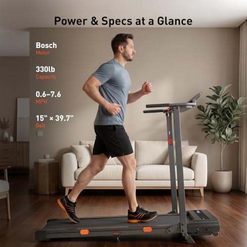 Cybergoing T16 Treadmill Home Use Black - Powered by Bosch, 7% Incline, 0.6-7.6 MPH