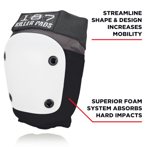 187 Killer Pads Fly Knee Pads Large X-Large Grey White Caps - Impact Protection