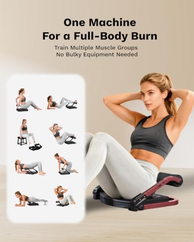 AIRHOP Red Ab Machine 4-Speed Auto Rebound Sit Up Abdominal Trainer Home Gym