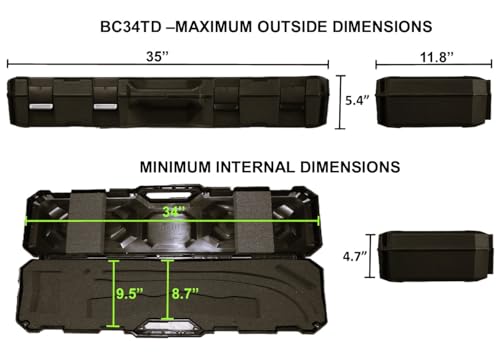 MTM BC34TD Takedown Recurve Bow Hard Case Lockable & Airline Approved, Holds 16 Arrows, Made in USA