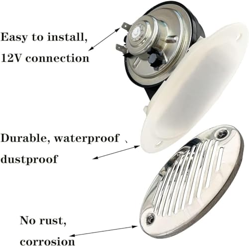 Marine Boat Horn 12V Stainless Steel Flush Mount 125dB Marine Horn with Screws