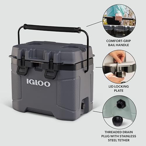 Igloo Trailmate Cooler 25Qt Carbonite Insulated Hard Shell Ice Chest