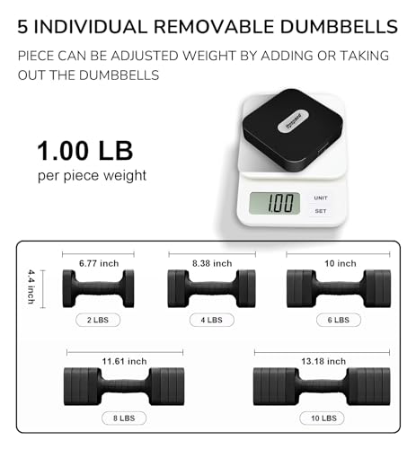 Upspeed 20lb Adjustable Dumbbell Set for Women Men Black 10lb Each Hand Weights