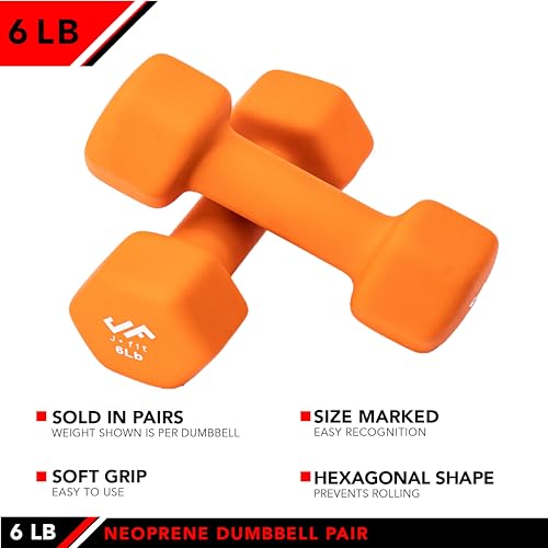 6 lb Neoprene Coated Dumbbell Pair for Home Gym & Strength Training