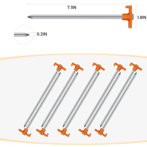 Black 20 Pcs Tent Stakes with Hammer Camping Ground Anchors & Storage Bag