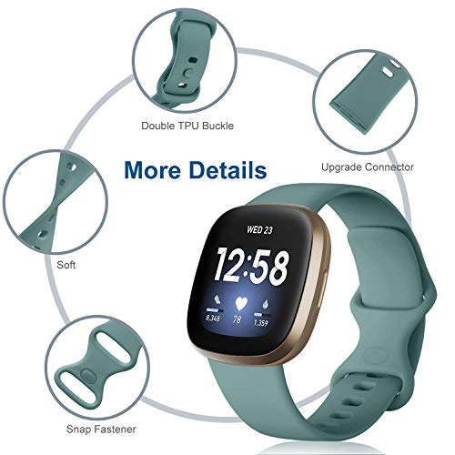 Large Black & Colorful TPU Sport Wristbands for Fitbit Versa 3 & Sense - 4 Pack, Women & Men