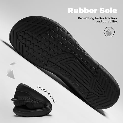Mens Zero Drop Barefoot Gym Shoes with Anatomical Toe Box - Black 11