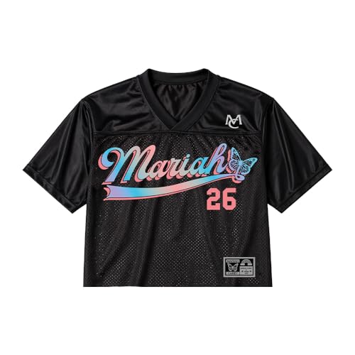 Mariah Carey Official Pride Crop Football Jersey - Small Black Rainbow Print