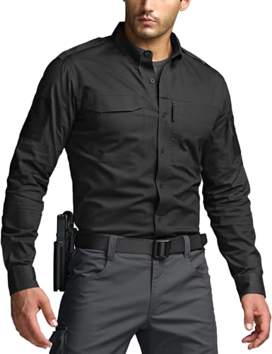Men's Tactical Long Sleeve Shirts Ripstop Military Work Uniform Outdoor Hiking Breathable UPF 50+