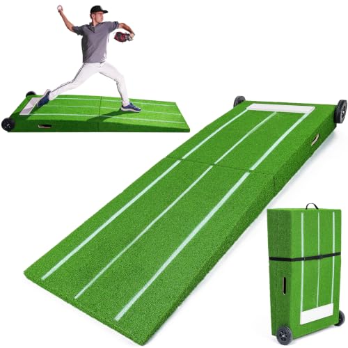 Portable Baseball Pitching Mound with Stride Lines - Foldable 80x28 Inches
