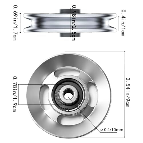 BESTEEL 12pcs 90mm Aluminum Pulley Wheel for Gym Equipment - Silent, Heavy Duty, Home & Commercial Use