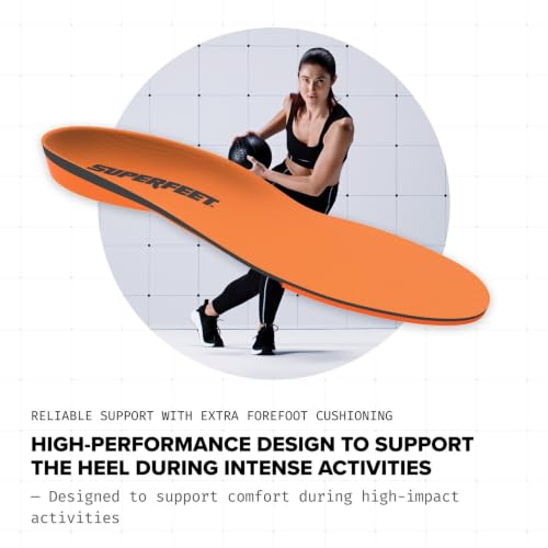 Superfeet Orange High-Impact Support Insoles Men 13.5-15 - All-Purpose Comfort