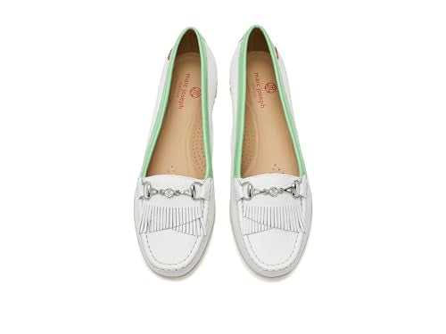 Golf Moccasins for Women - Lexington 2 White Grainy Lime, 8.5