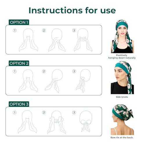 Lightweight Chemo Headwear for Women with Floral Green Head Scarf - Silky Soft Turban