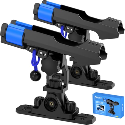 Track Mounted Kayak Rod Holders with Dual-Lock System - 2 Pack with Track