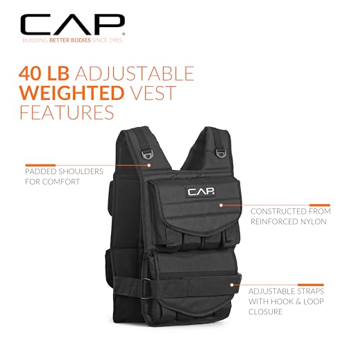 CAP Adjustable 40 lb Weighted Vest for Strength Training & Running